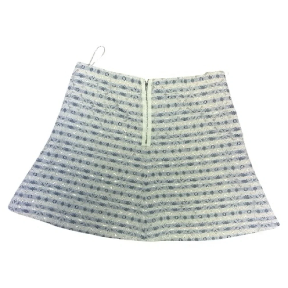 J. Crew Elegant Blue and Cream Gold Mini Aline Skirt Size 12